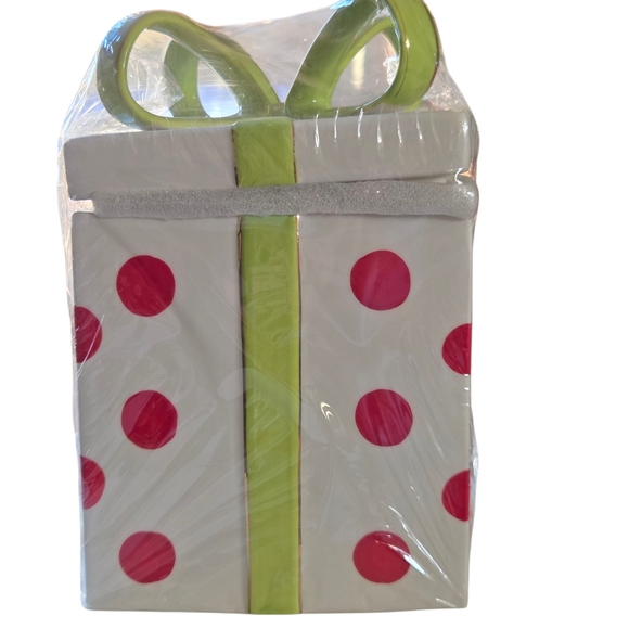 Red Polka Dot Christmas Present Cookie Jar - Picture 2 of 8
